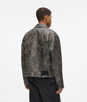Distressed faux leather jacket
