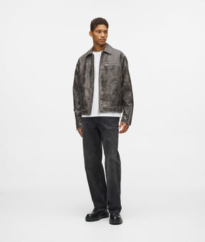 Distressed faux leather jacket