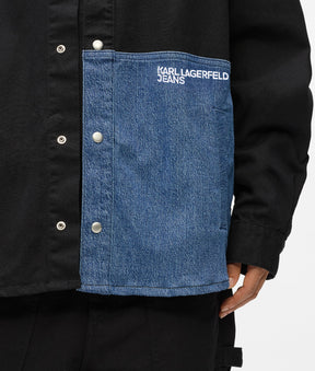 Denim panel overshirt