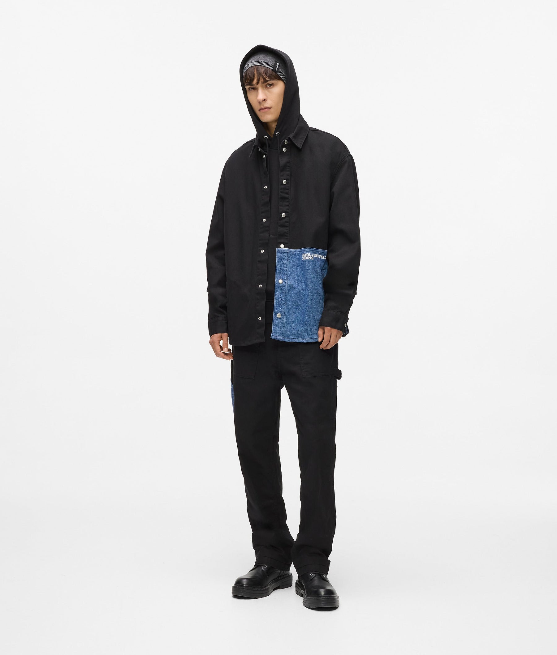 Denim panel overshirt