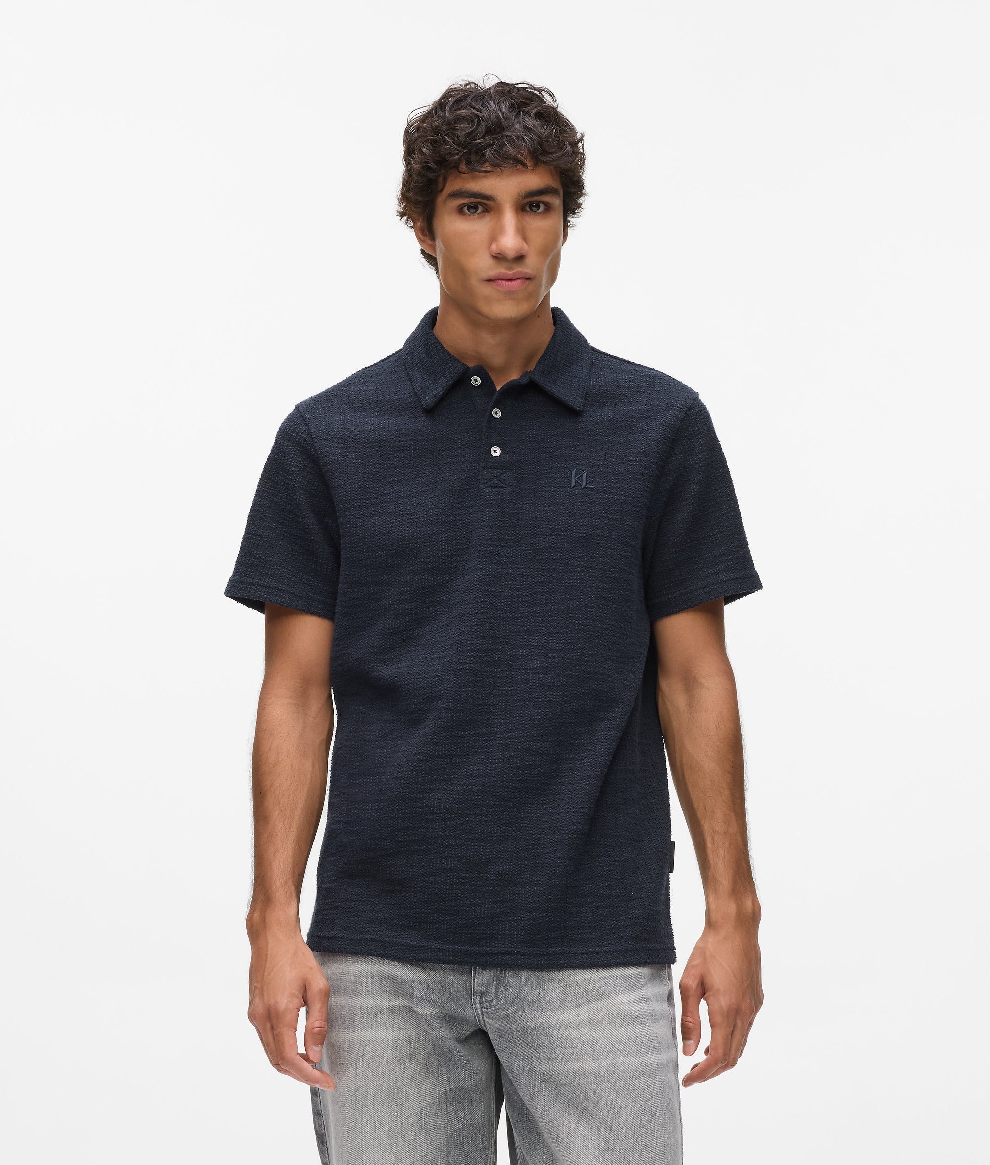 Bouclé polo shirt