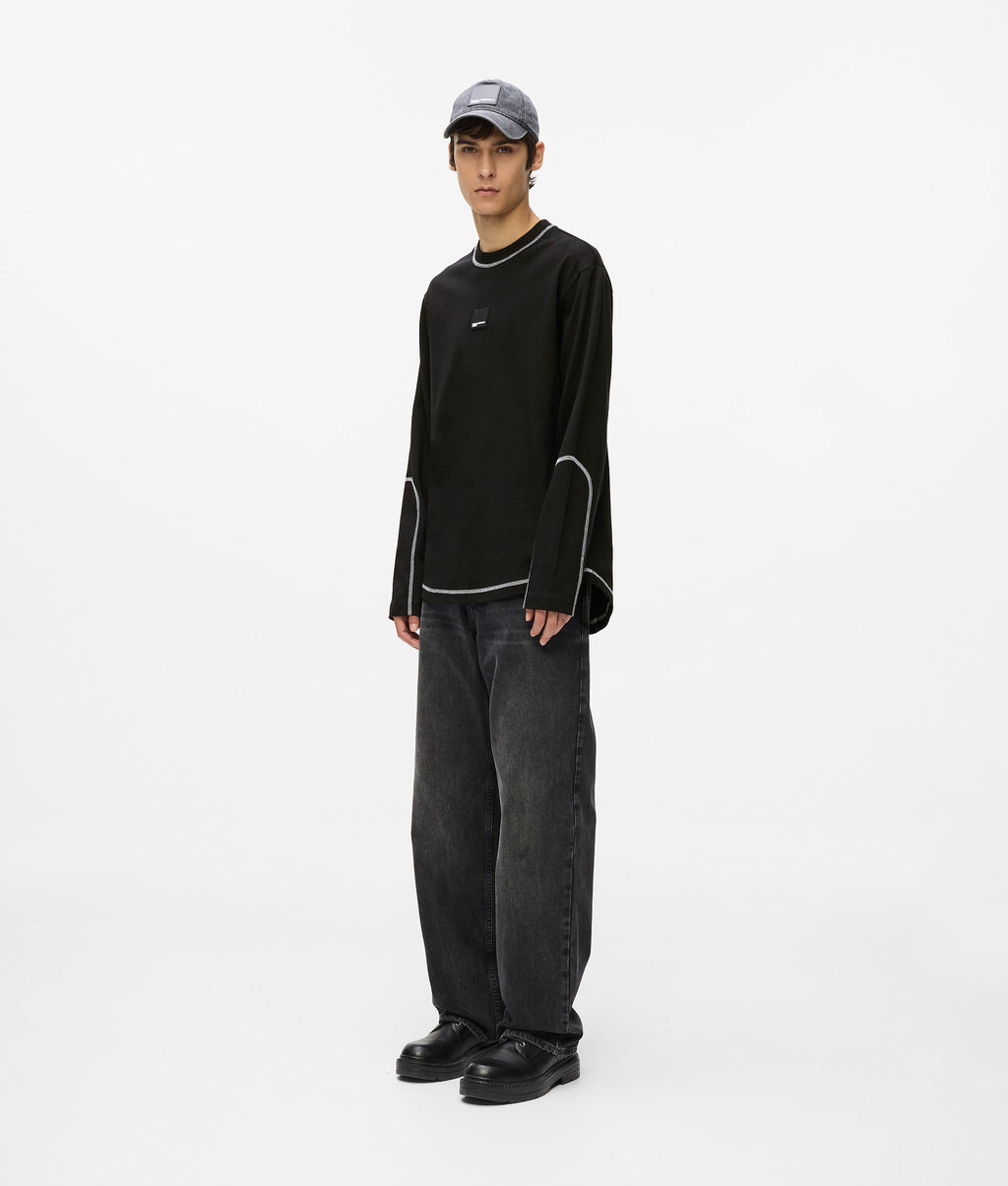 Contrast stitch long-sleeved T-shirt