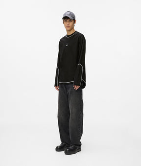 Contrast stitch long-sleeved T-shirt