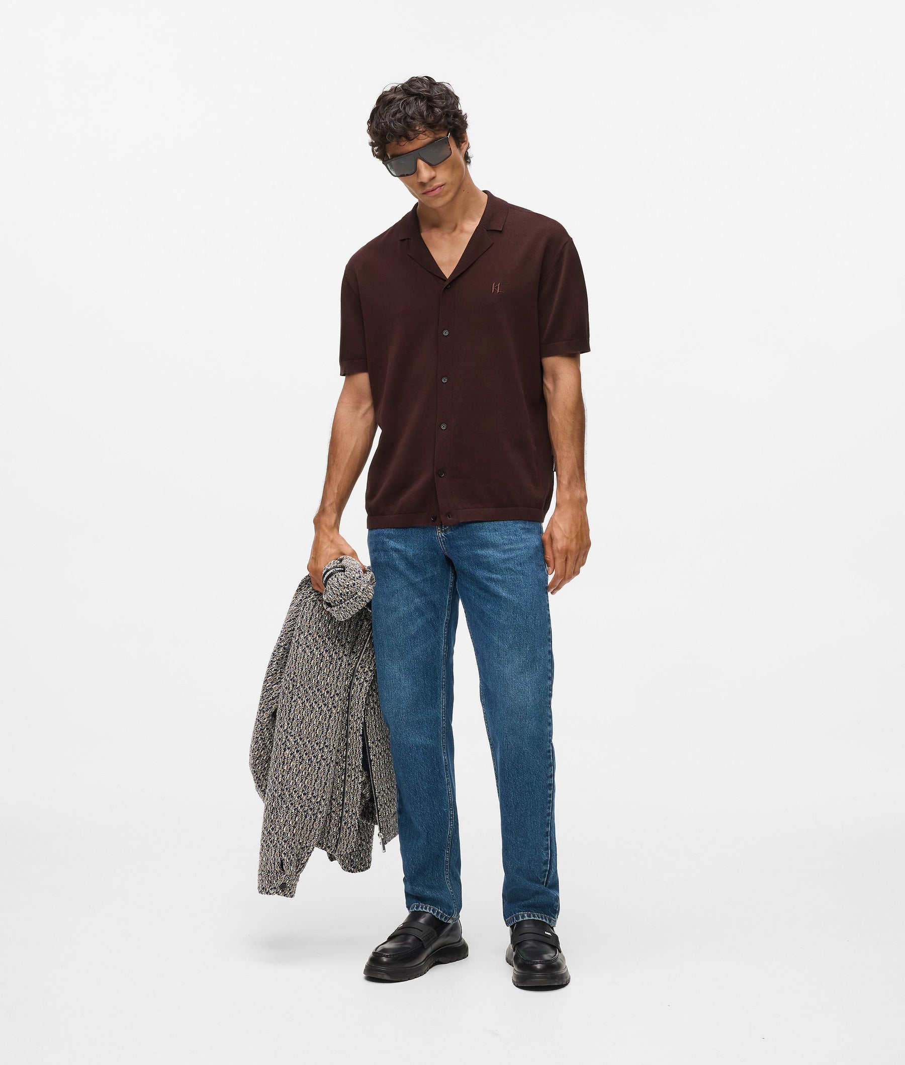 Monogram knitted polo shirt