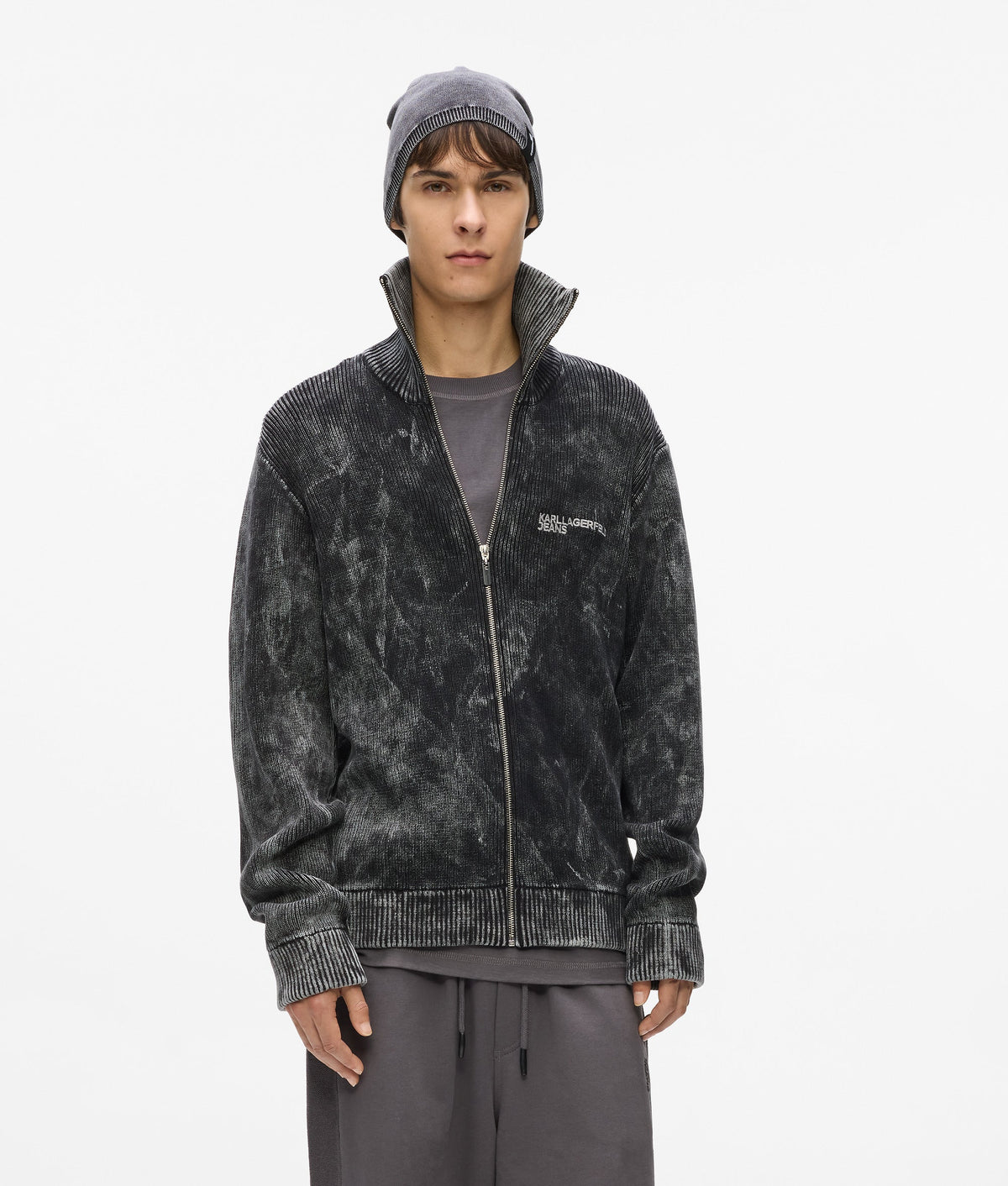 Washed zip-up jumper