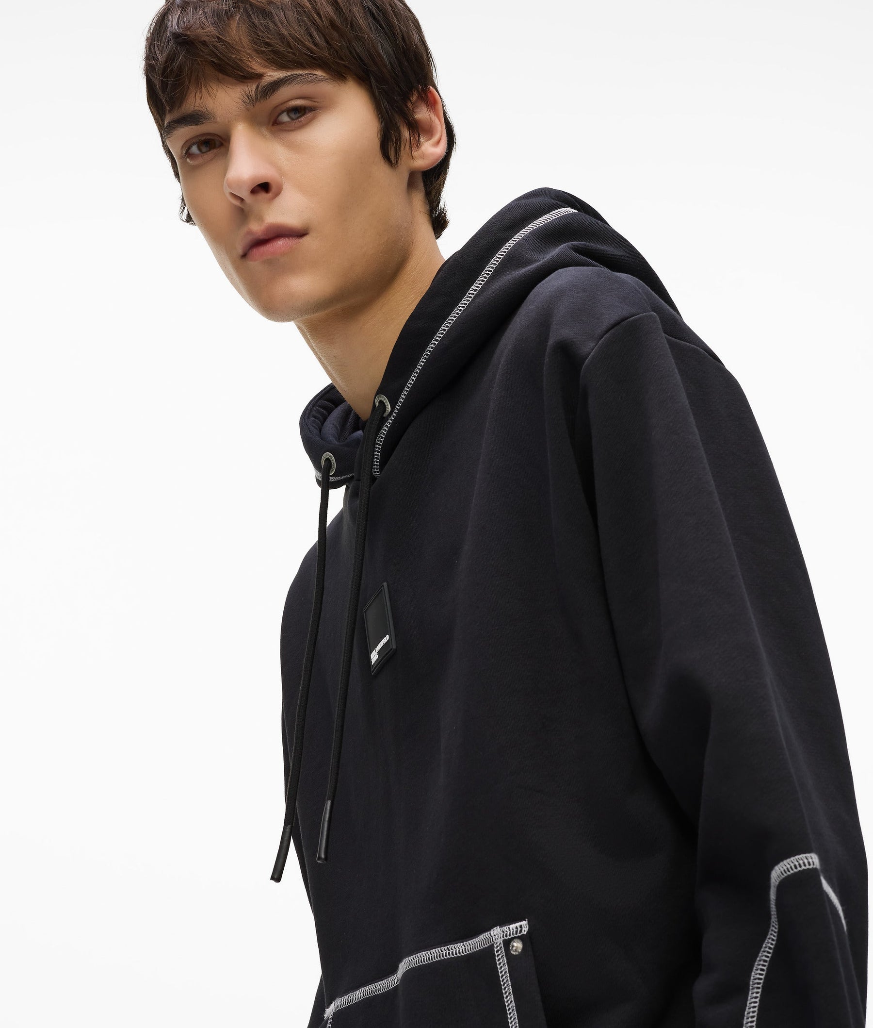 Contrast stitch hoodie