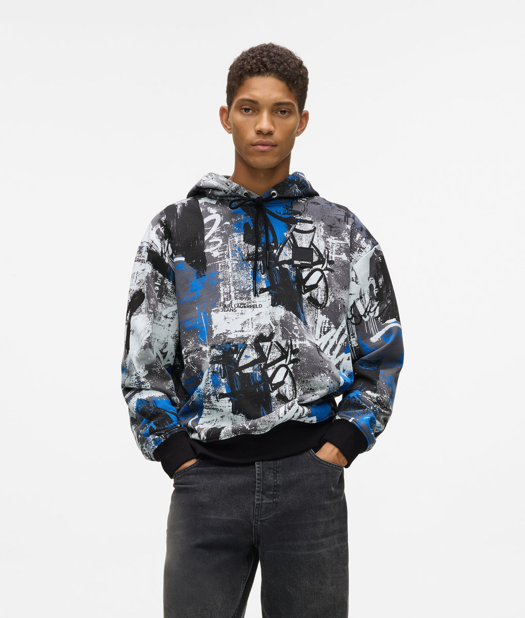 All-over paint-effect hoodie