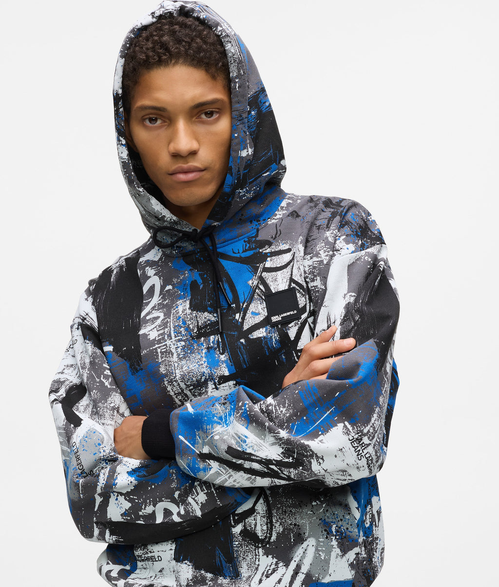 All-over paint-effect hoodie