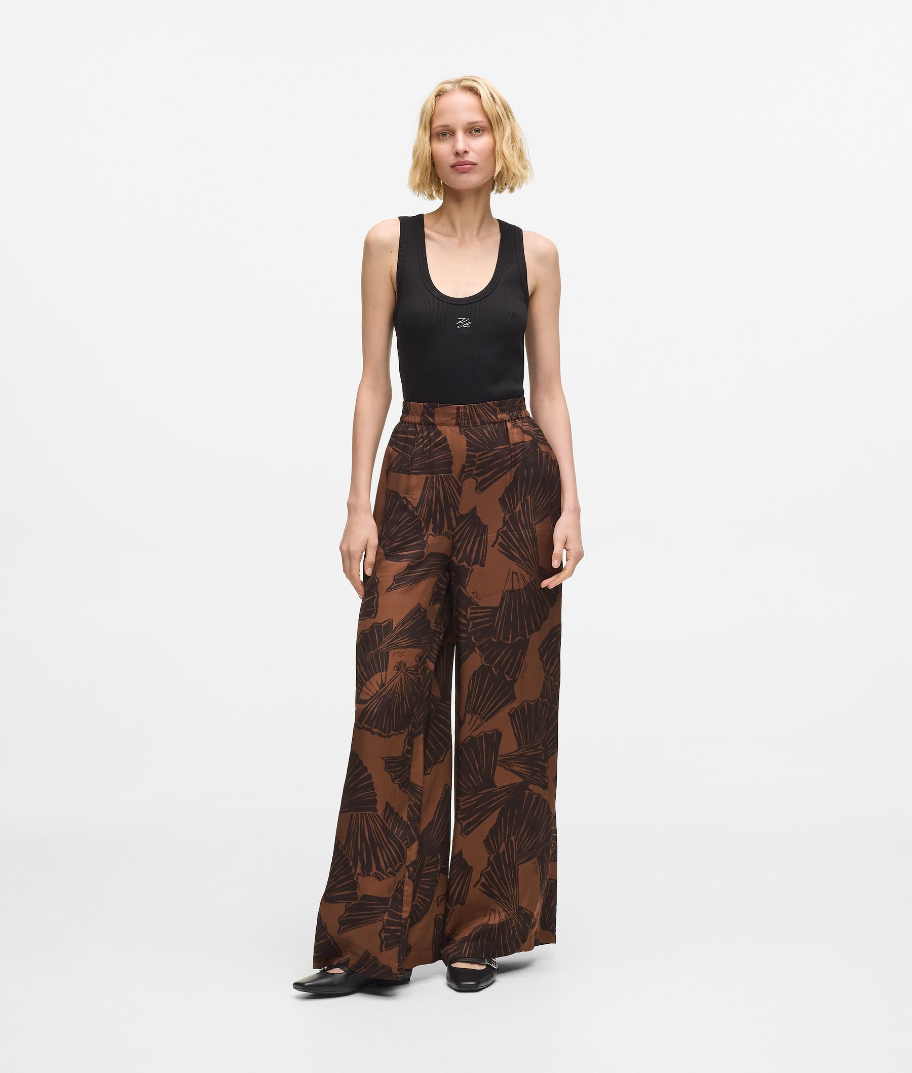 Fan print trousers