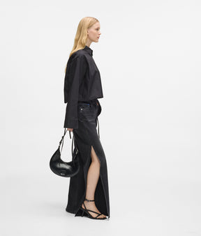 Split-leg high-rise straight jeans