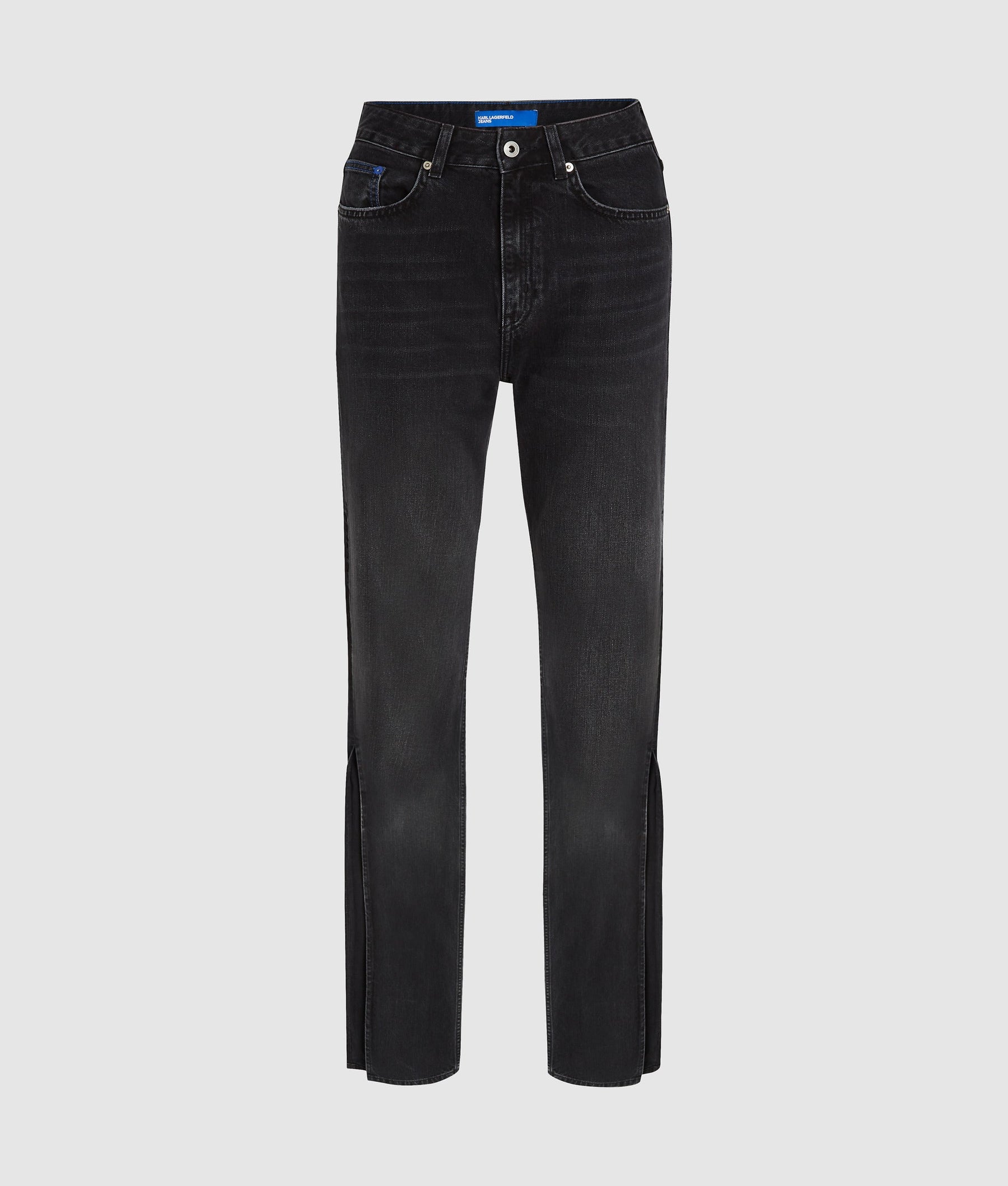 Split-leg high-rise straight jeans