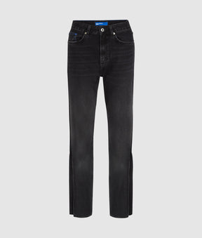 Split-leg high-rise straight jeans