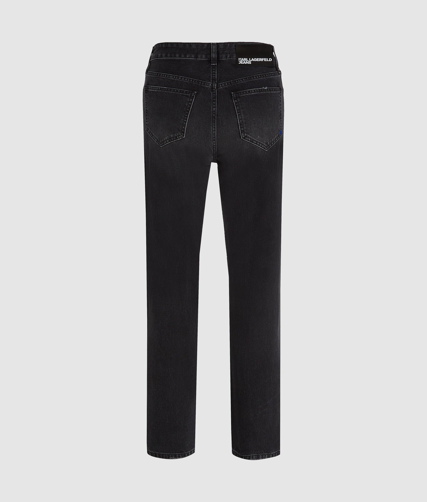 Split-leg high-rise straight jeans