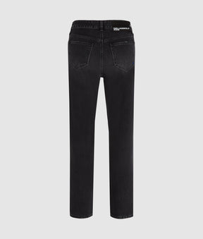 Split-leg high-rise straight jeans