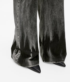 Bleached low-rise wide leg jeans