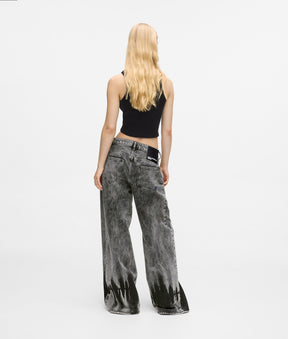 Bleached low-rise wide leg jeans