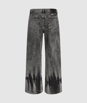Bleached low-rise wide leg jeans