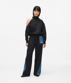 Denim panel track pants