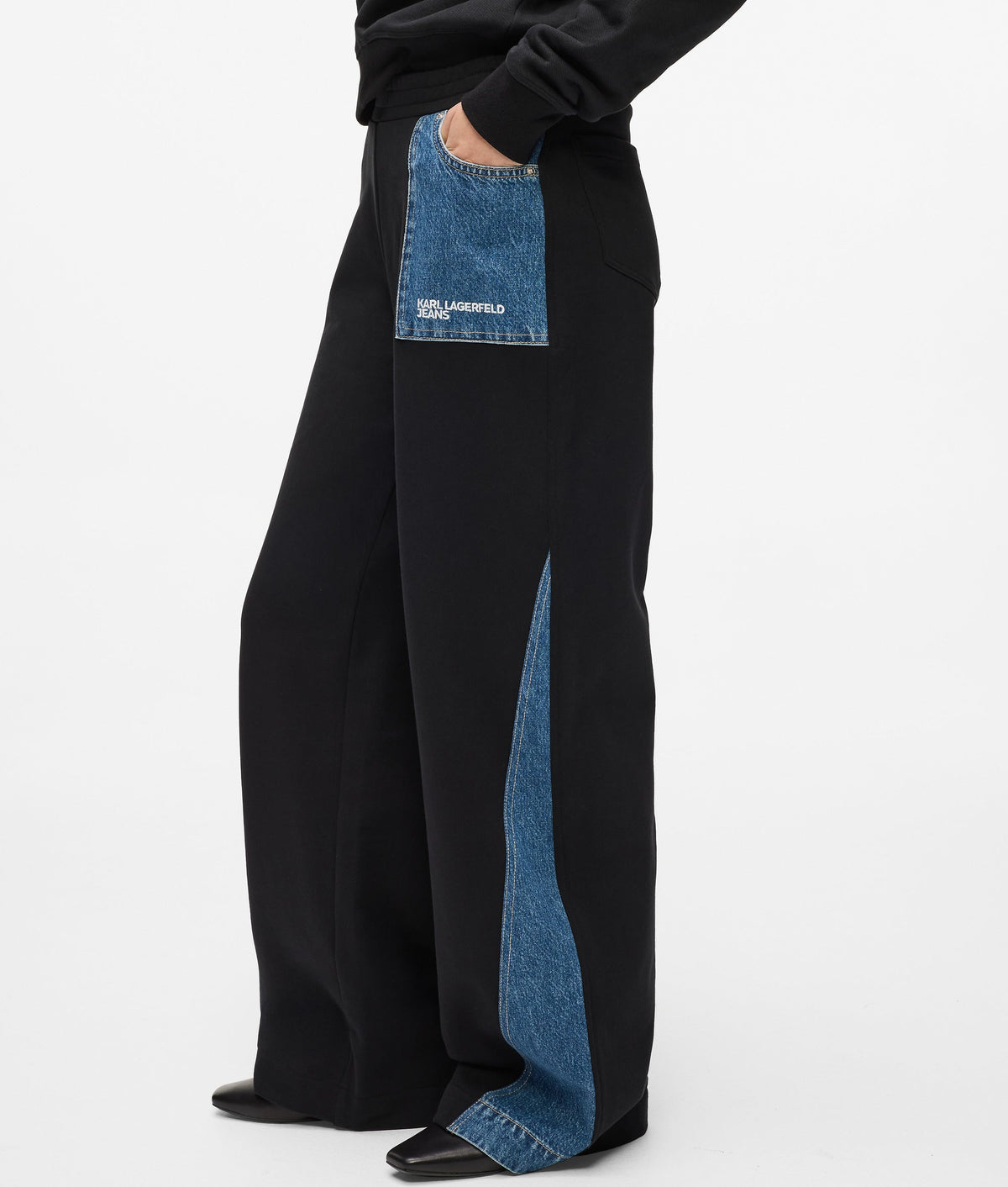 Denim panel track pants