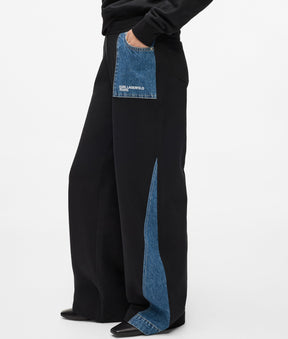 Denim panel track pants