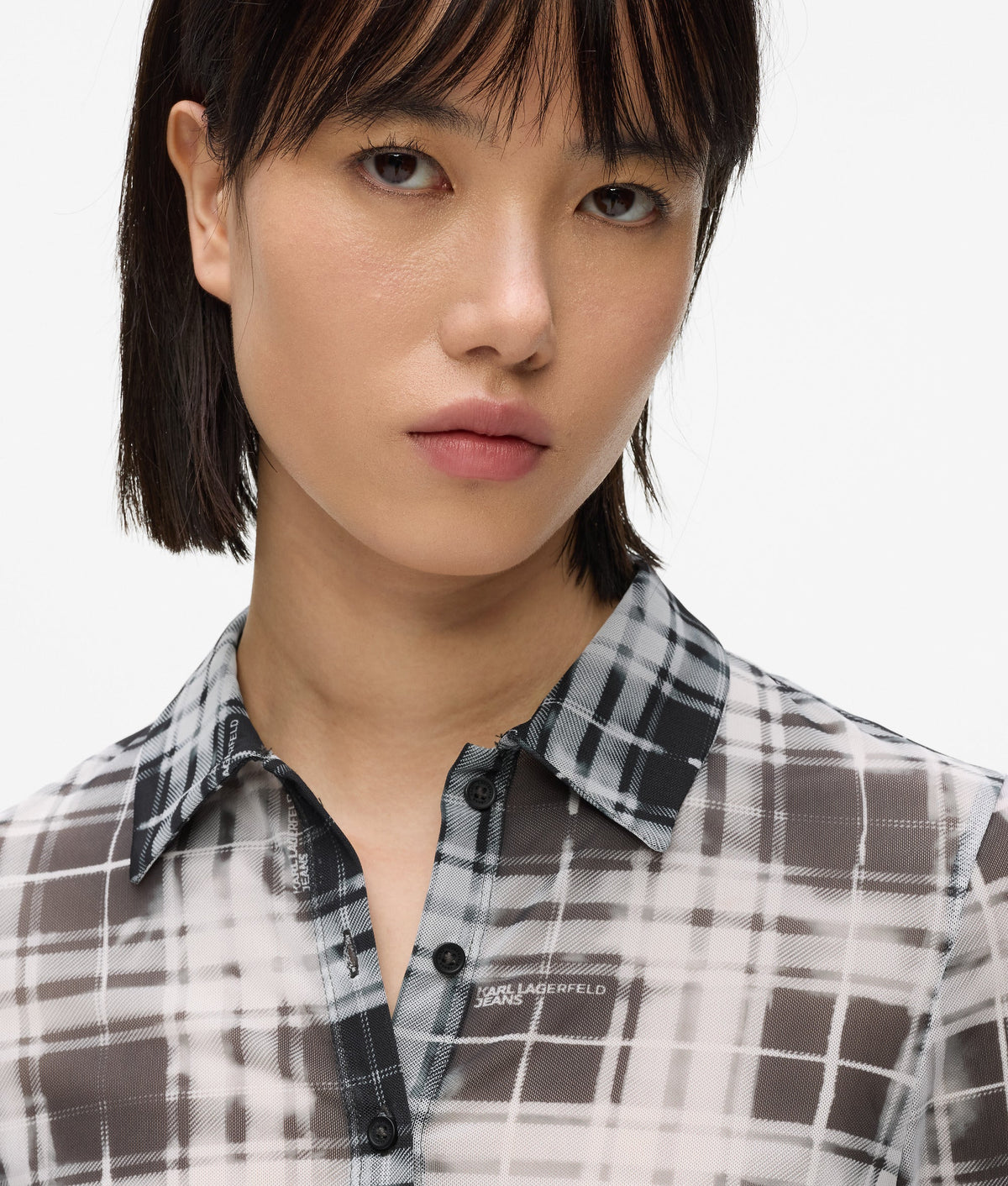 Checked mesh shirt