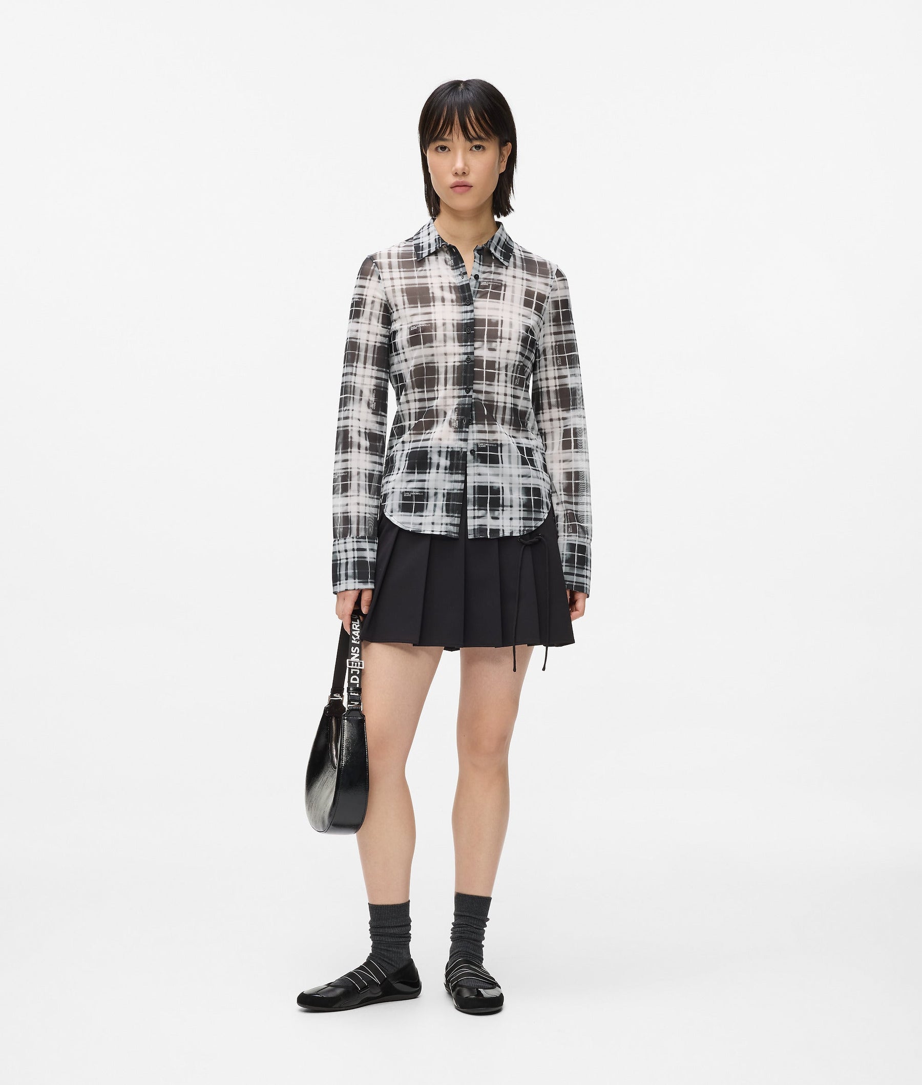Checked mesh shirt