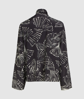 Fan print scarf top