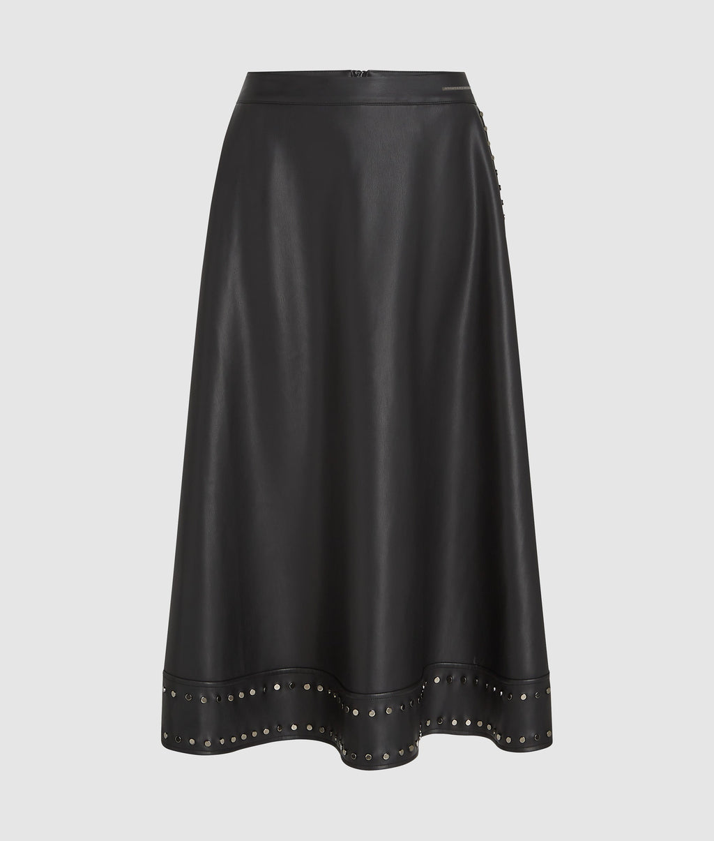 Studded faux leather skirt