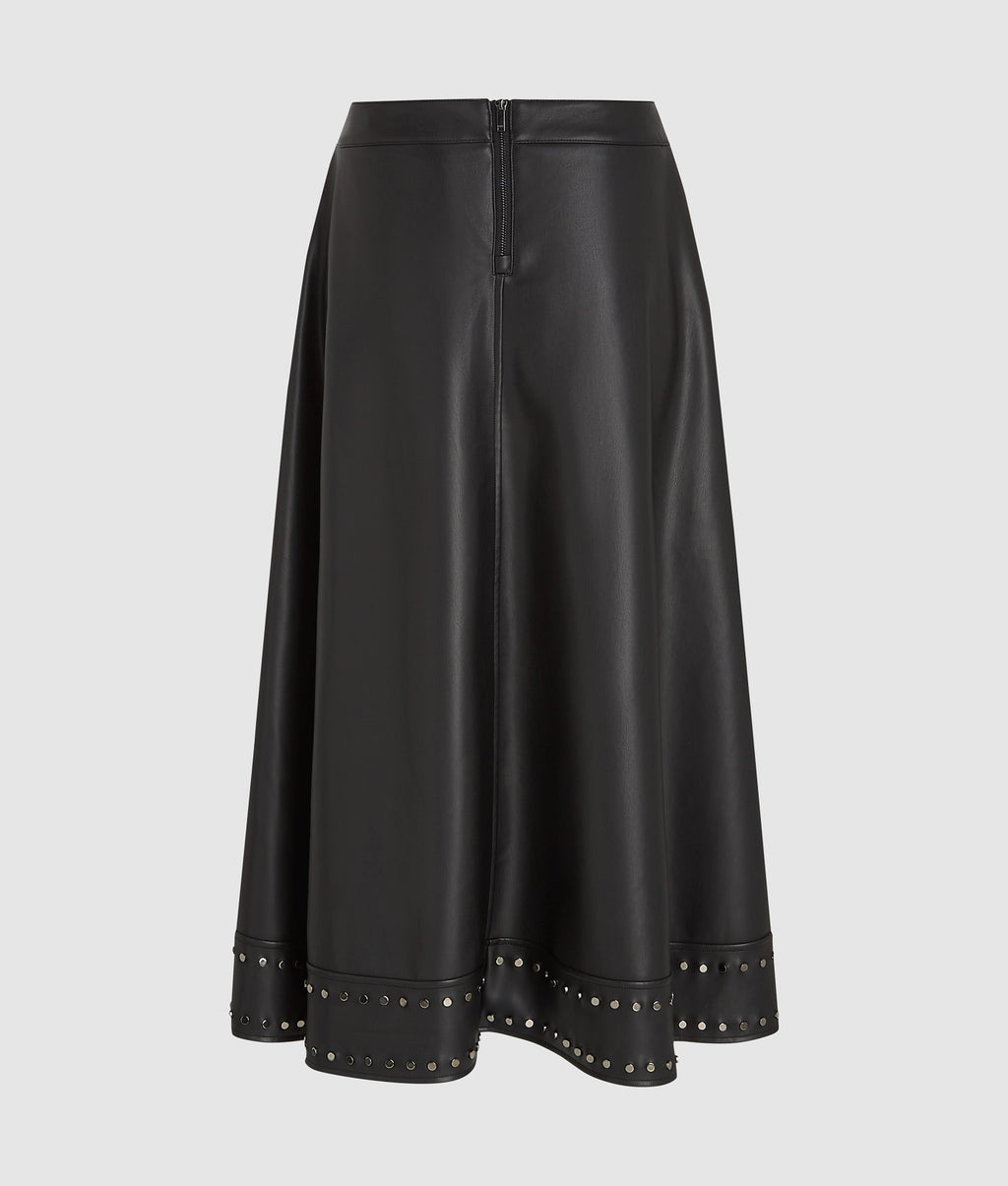 Studded faux leather skirt