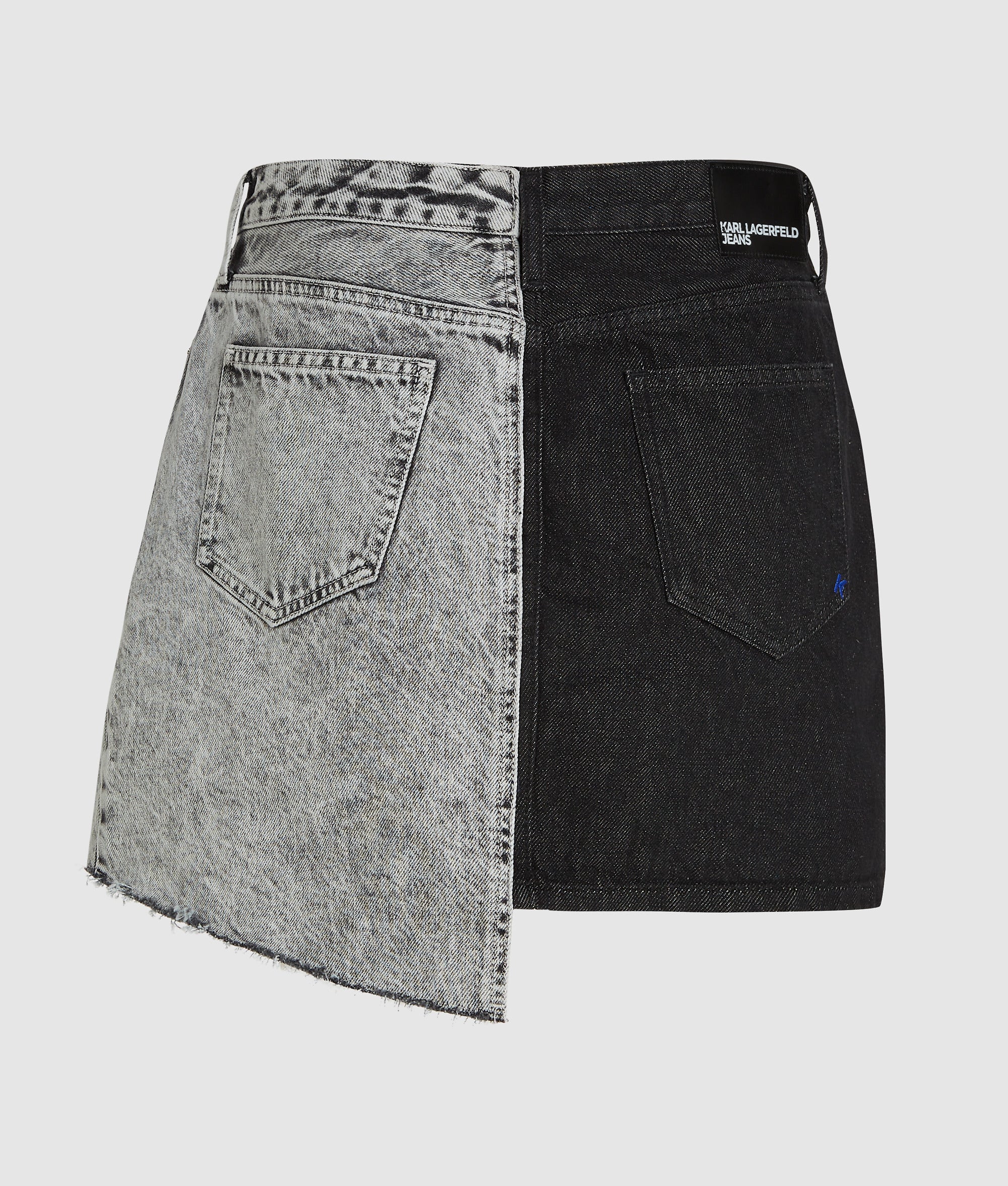 Two-tone denim mini skirt