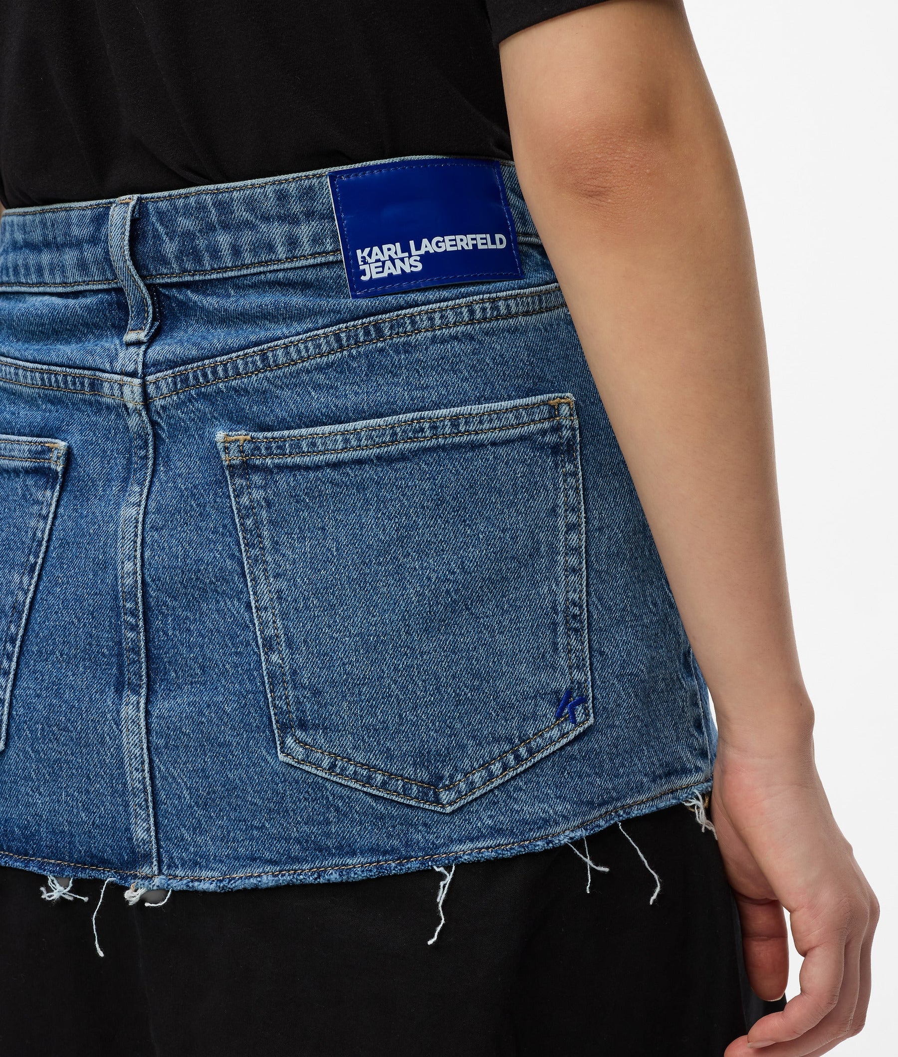 Denim panel maxi skirt