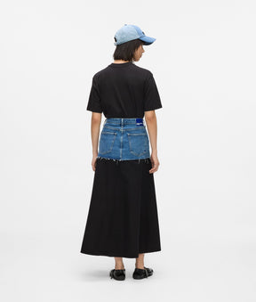 Denim panel maxi skirt