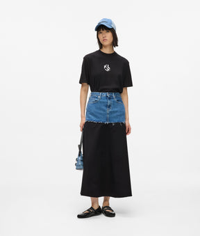 Denim panel maxi skirt