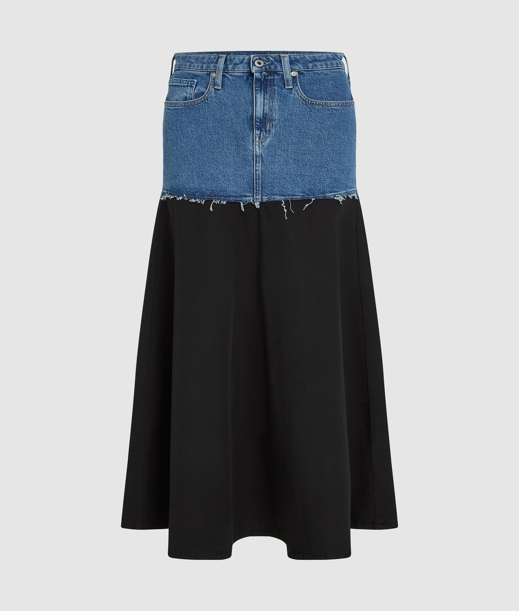 Denim panel maxi skirt