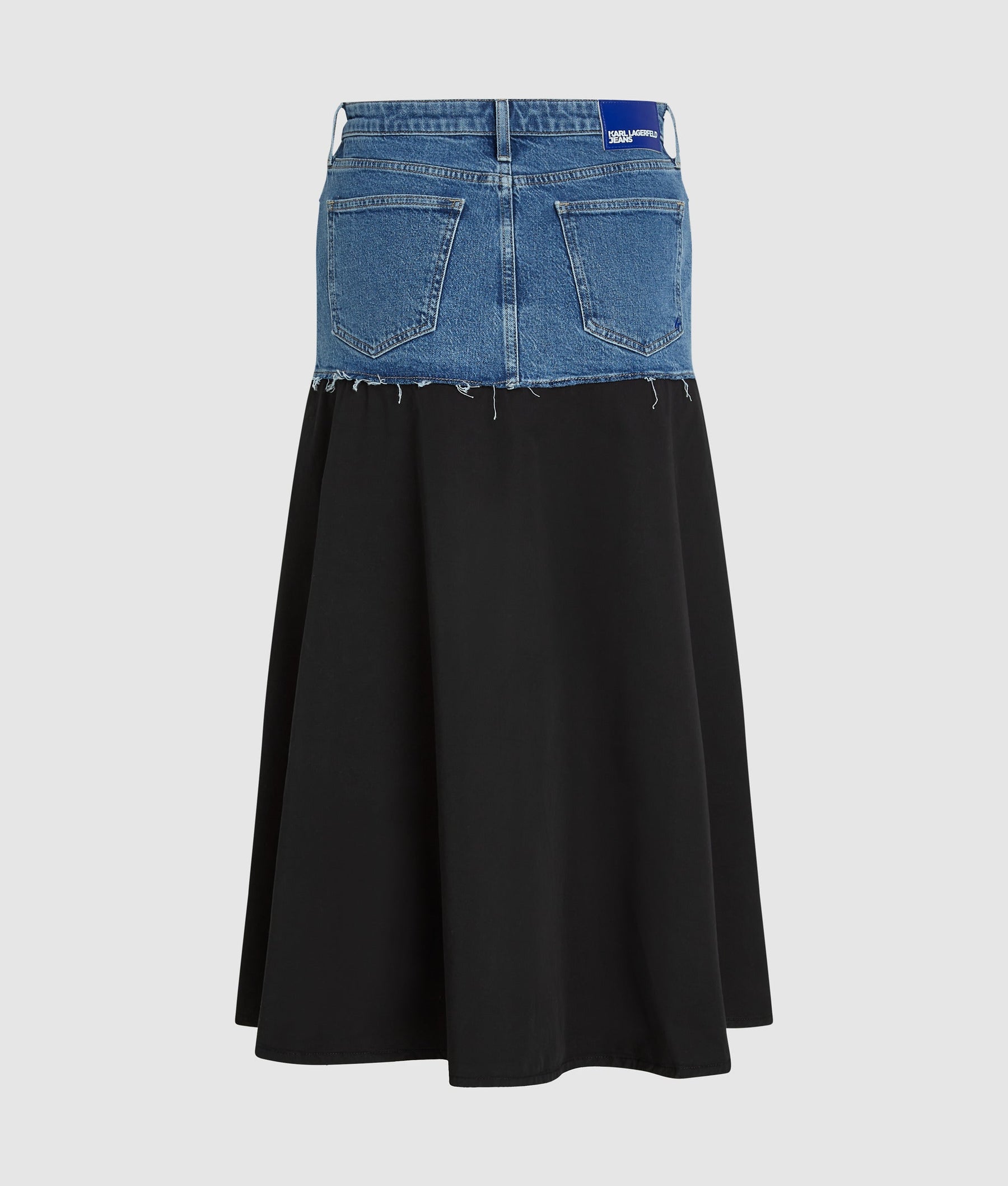 Denim panel maxi skirt