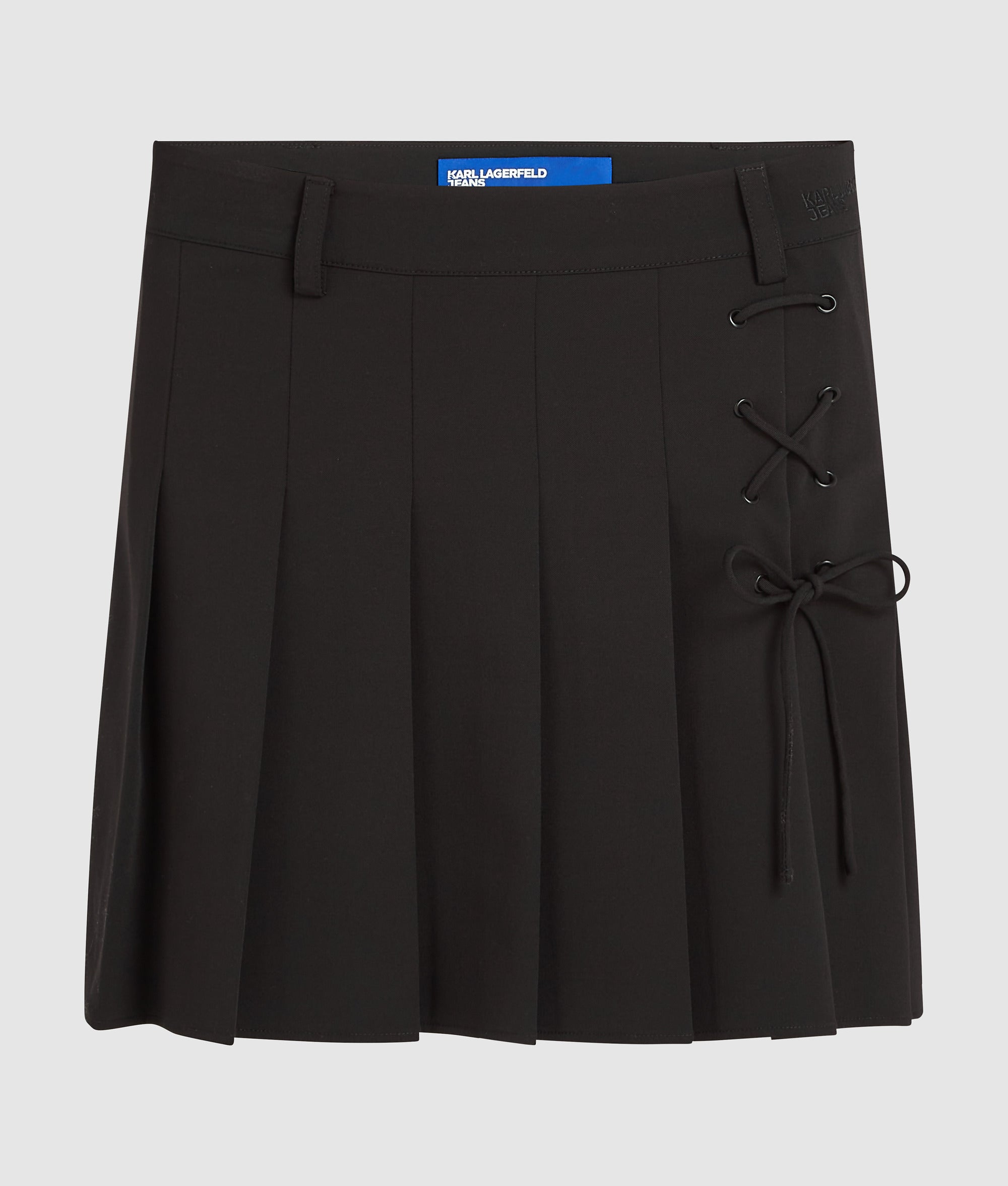 Pleated tie-detail mini skirt