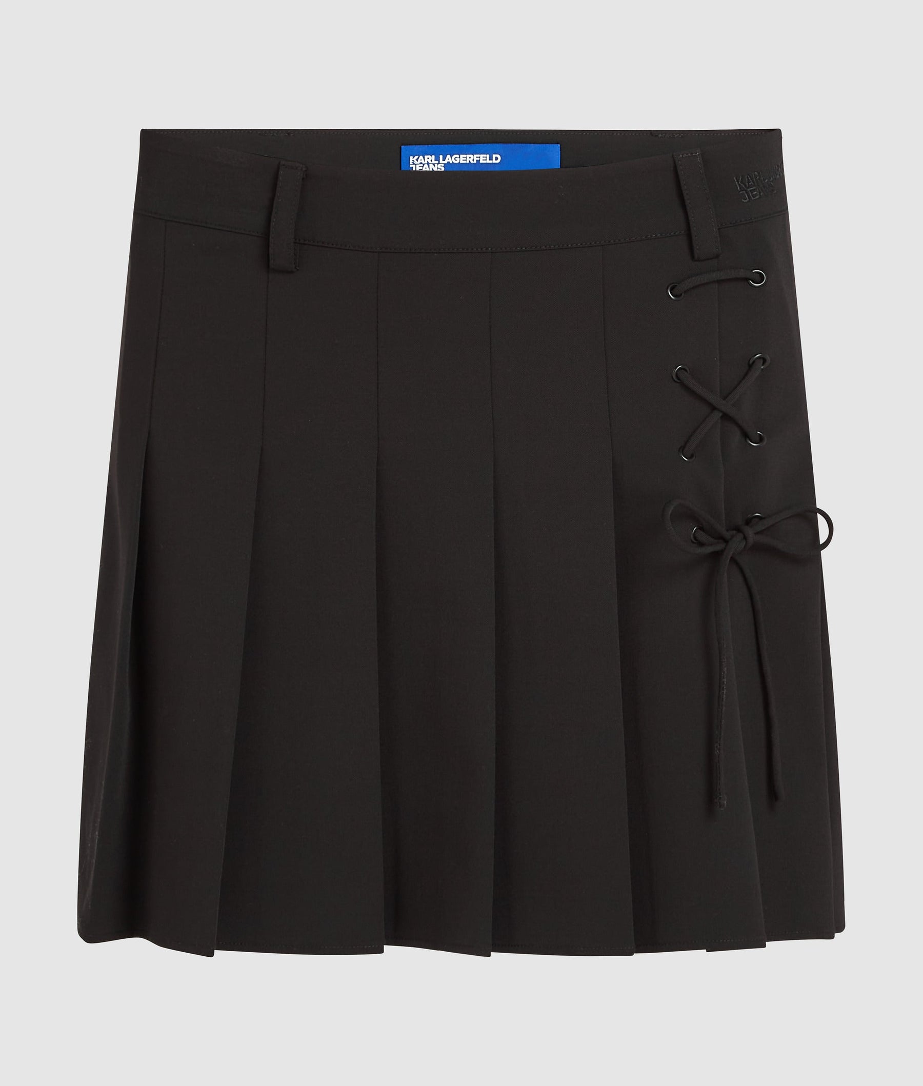Pleated tie-detail mini skirt