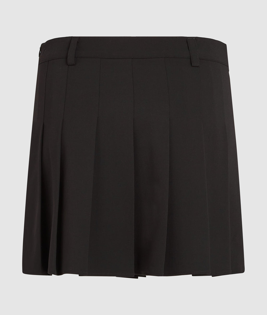 Pleated tie-detail mini skirt