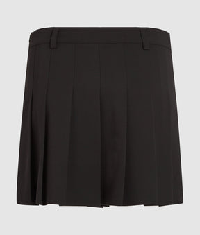 Pleated tie-detail mini skirt