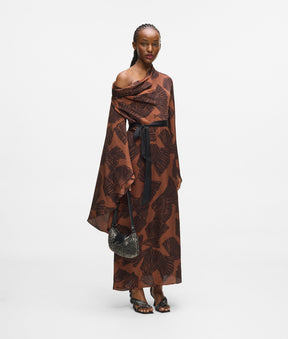 Fan print kaftan dress