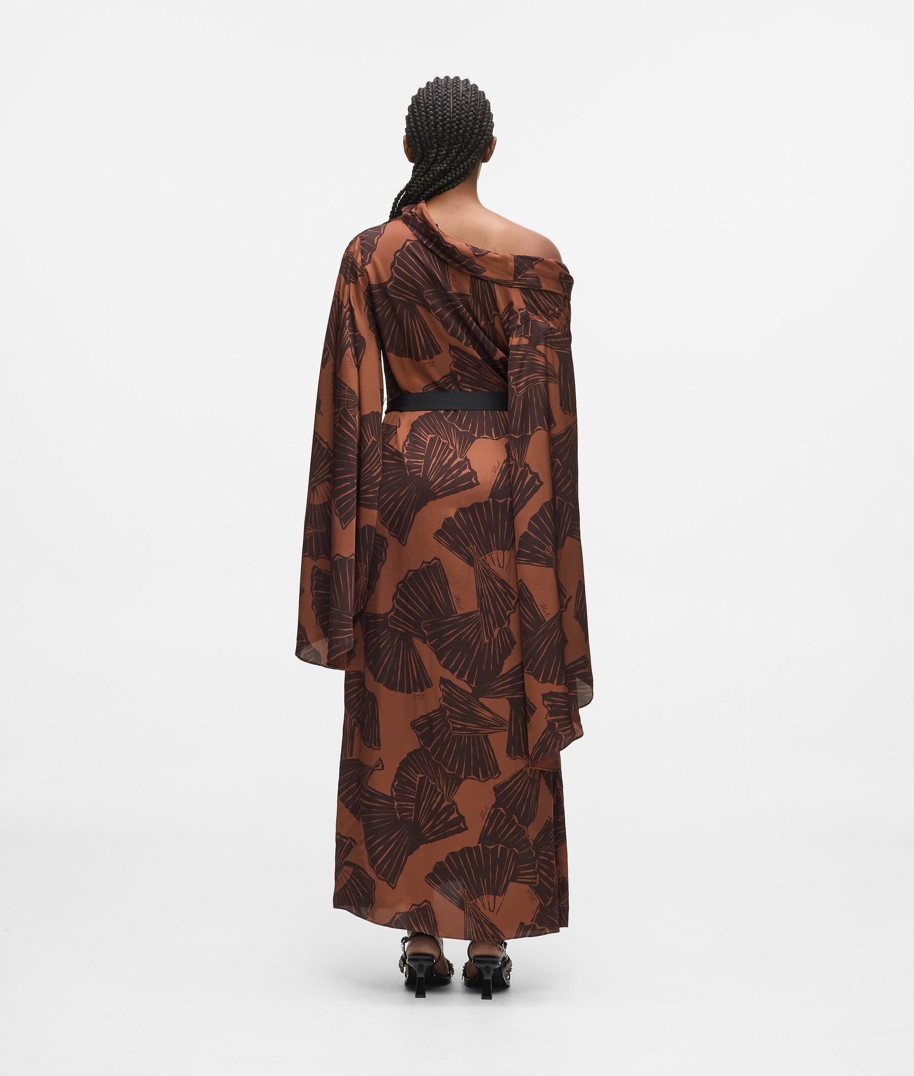 Fan print kaftan dress