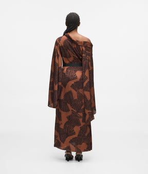 Fan print kaftan dress