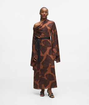 Fan print kaftan dress