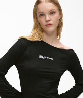 Off-shoulder drawstring dress