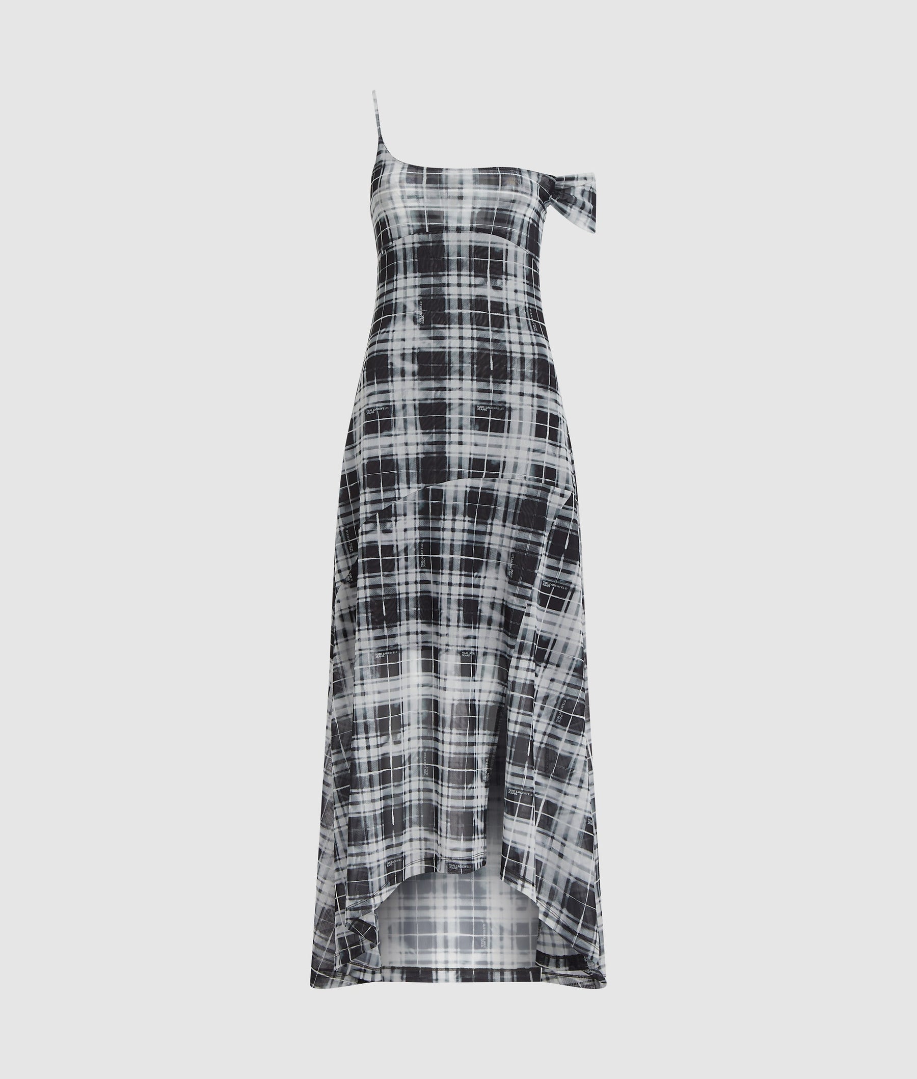 Checked mesh maxi dress