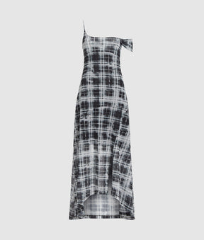 Checked mesh maxi dress