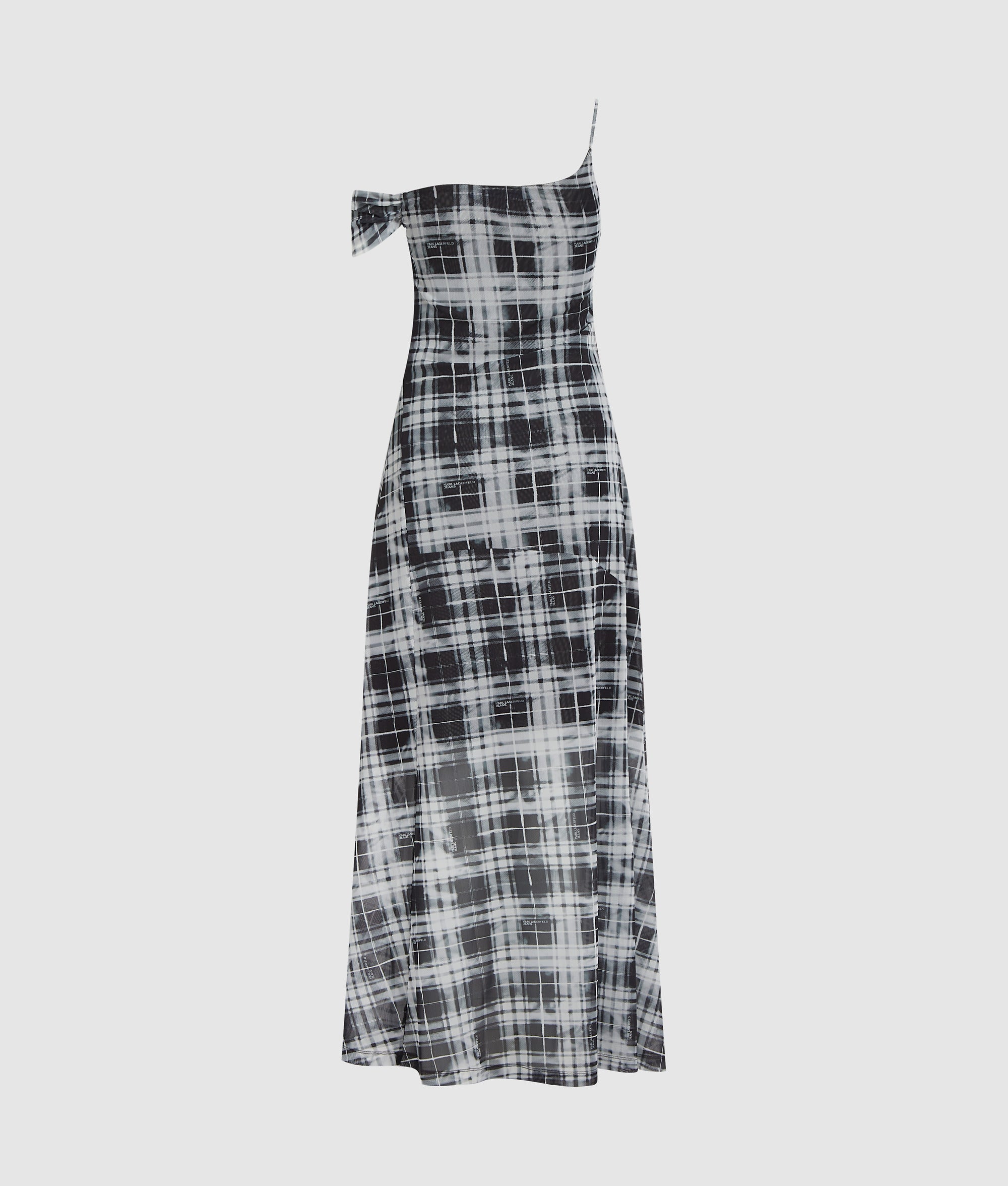 Checked mesh maxi dress