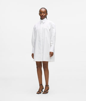 Pleated panel shirt dress
