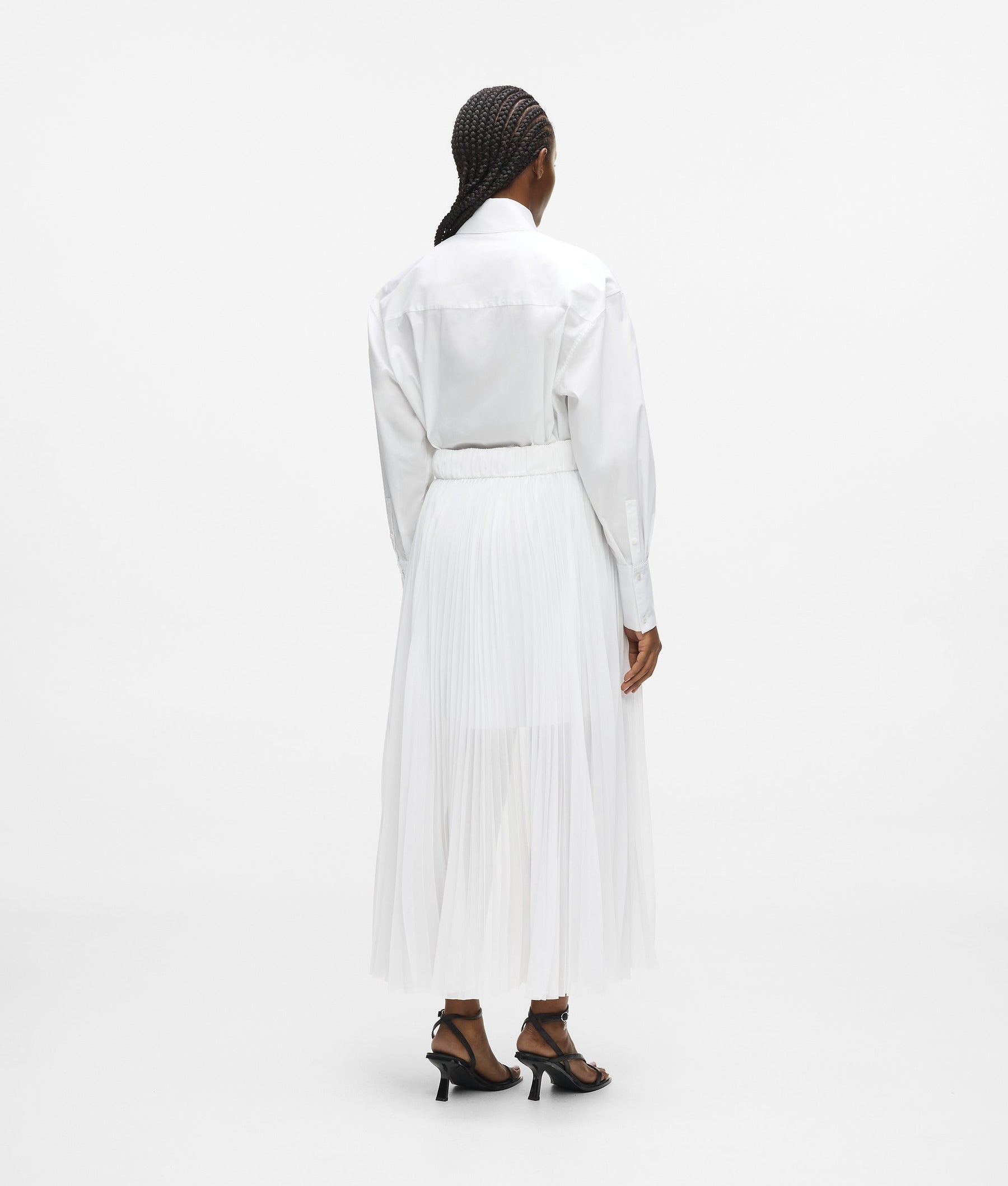 Pleated panel shirt dress