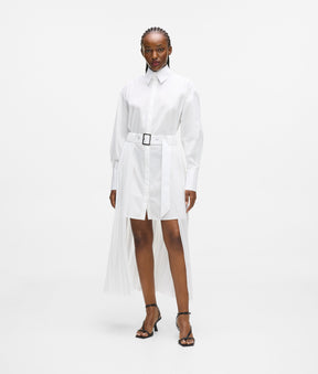 Pleated panel shirt dress